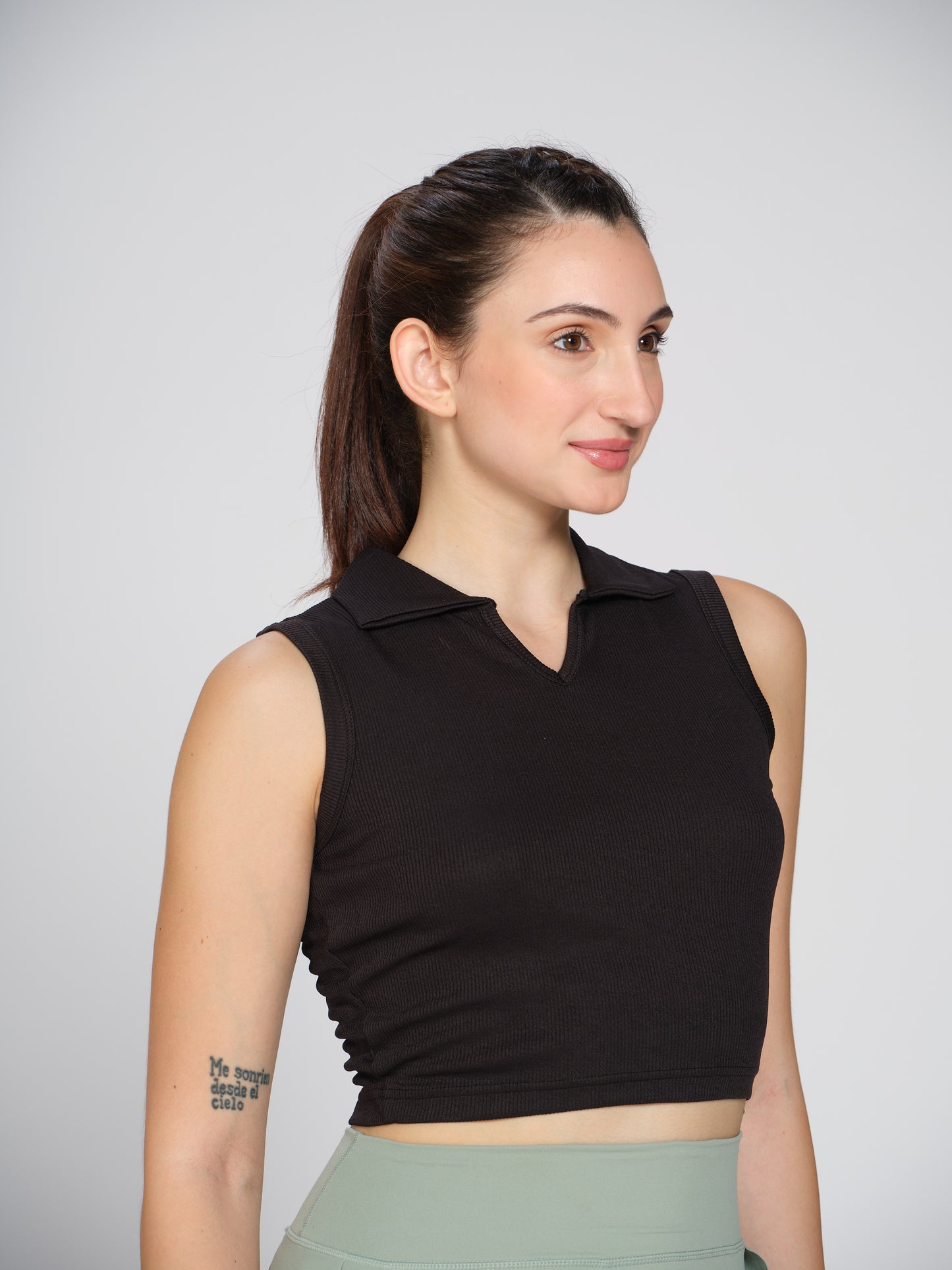 Munns & Mars Womens Casual Wear Ribbed Polo Tank Top