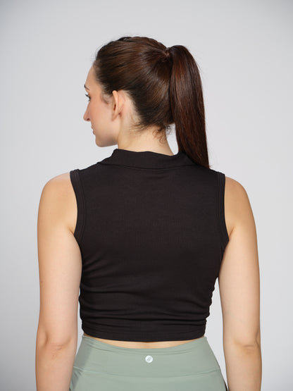 Munns & Mars Womens Casual Wear Ribbed Polo Tank Top