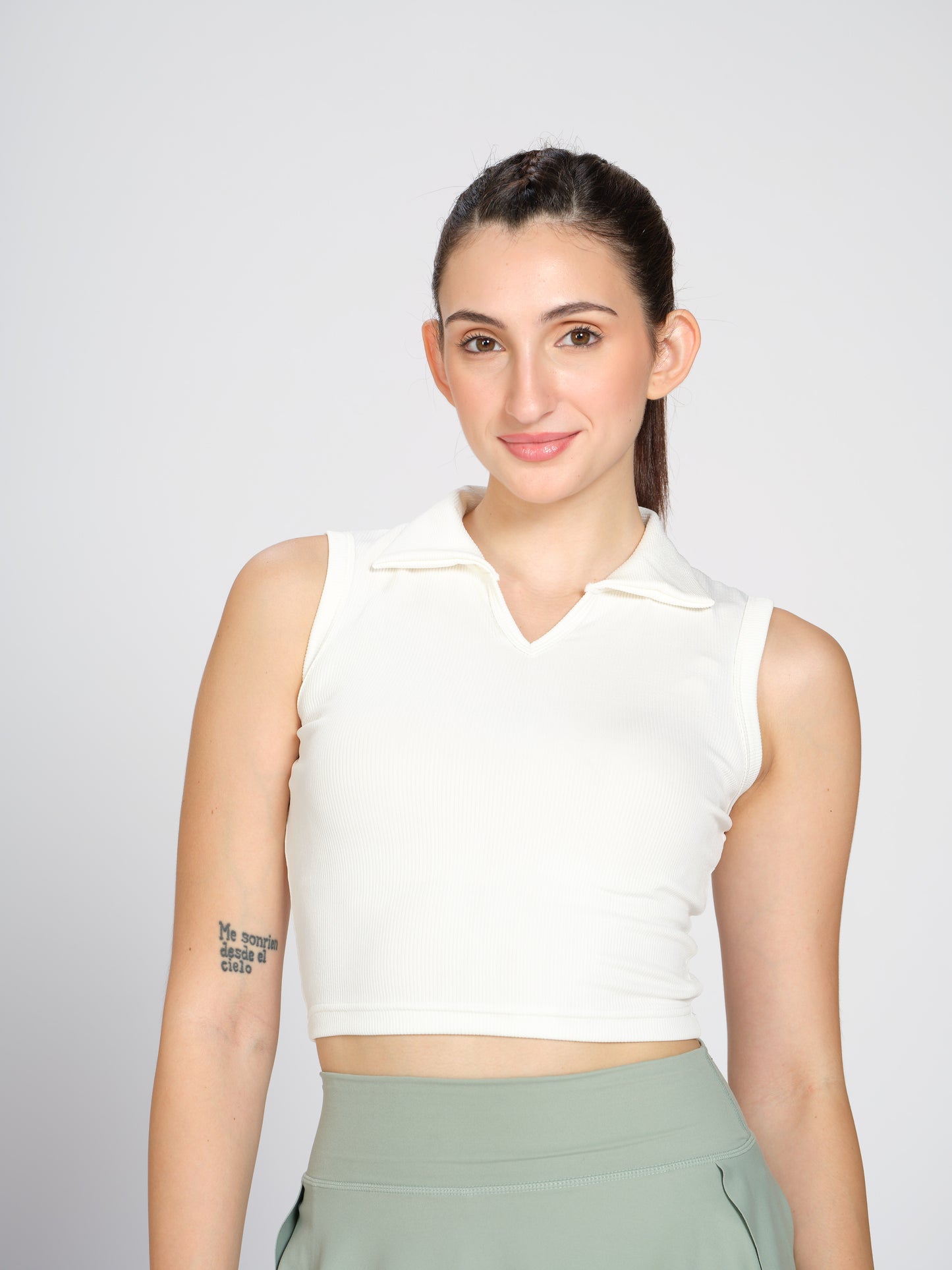 Munns & Mars Womens Casual Wear Ribbed Polo Tank Top