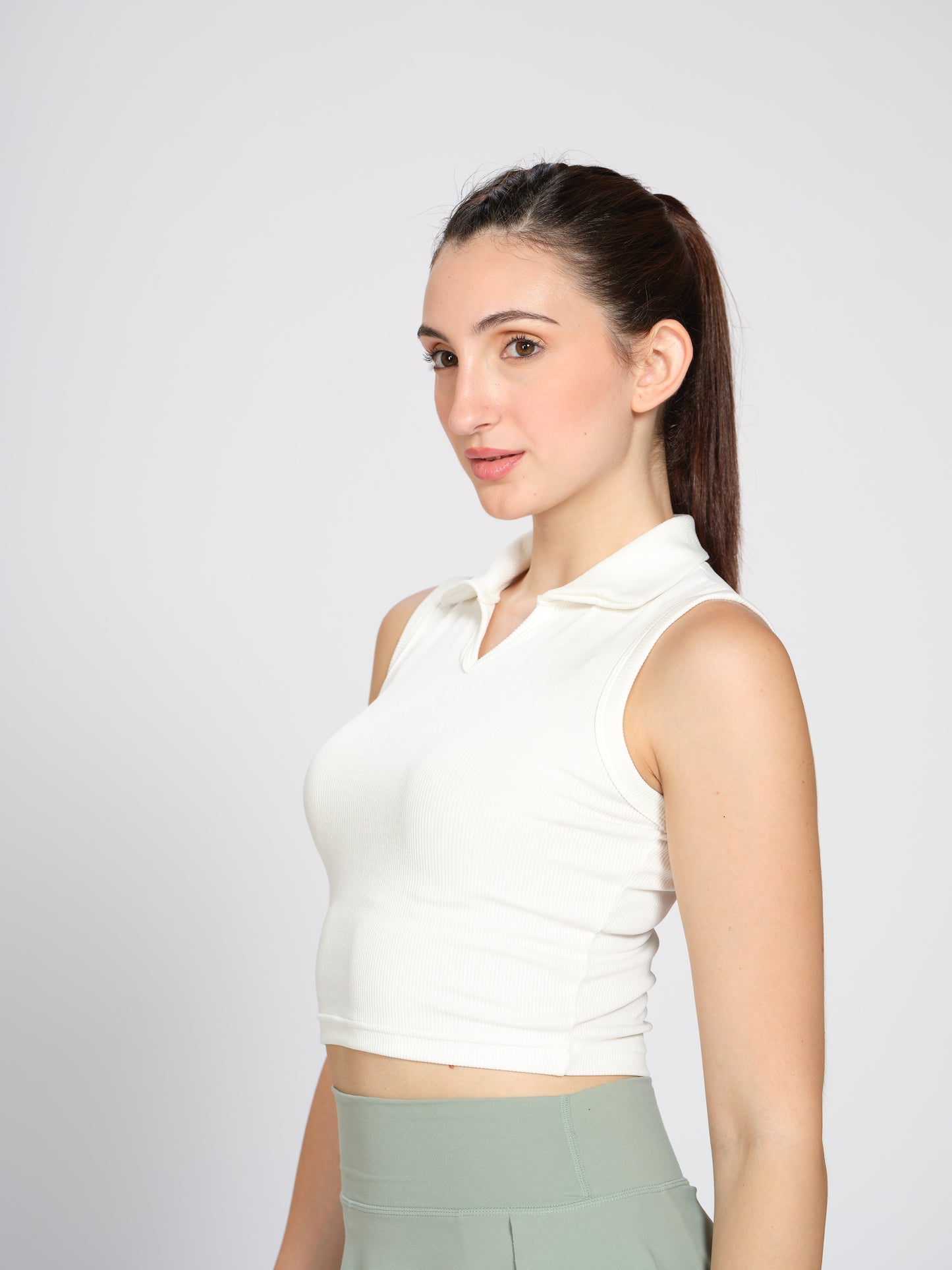 Munns & Mars Womens Casual Wear Ribbed Polo Tank Top