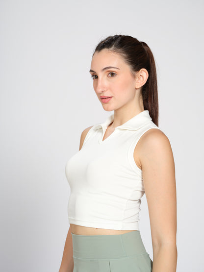 Munns & Mars Womens Casual Wear Ribbed Polo Tank Top