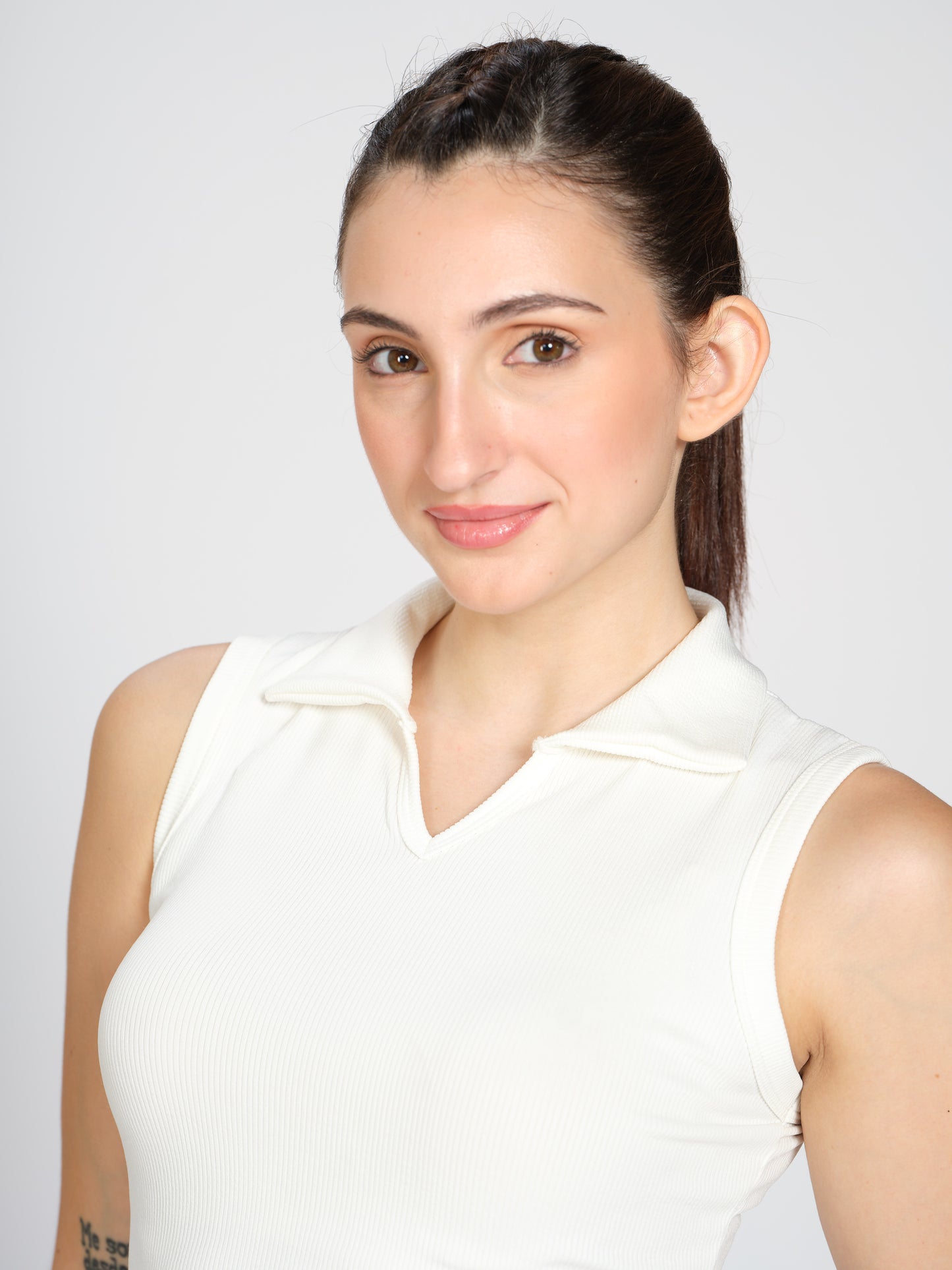 Munns & Mars Womens Casual Wear Ribbed Polo Tank Top