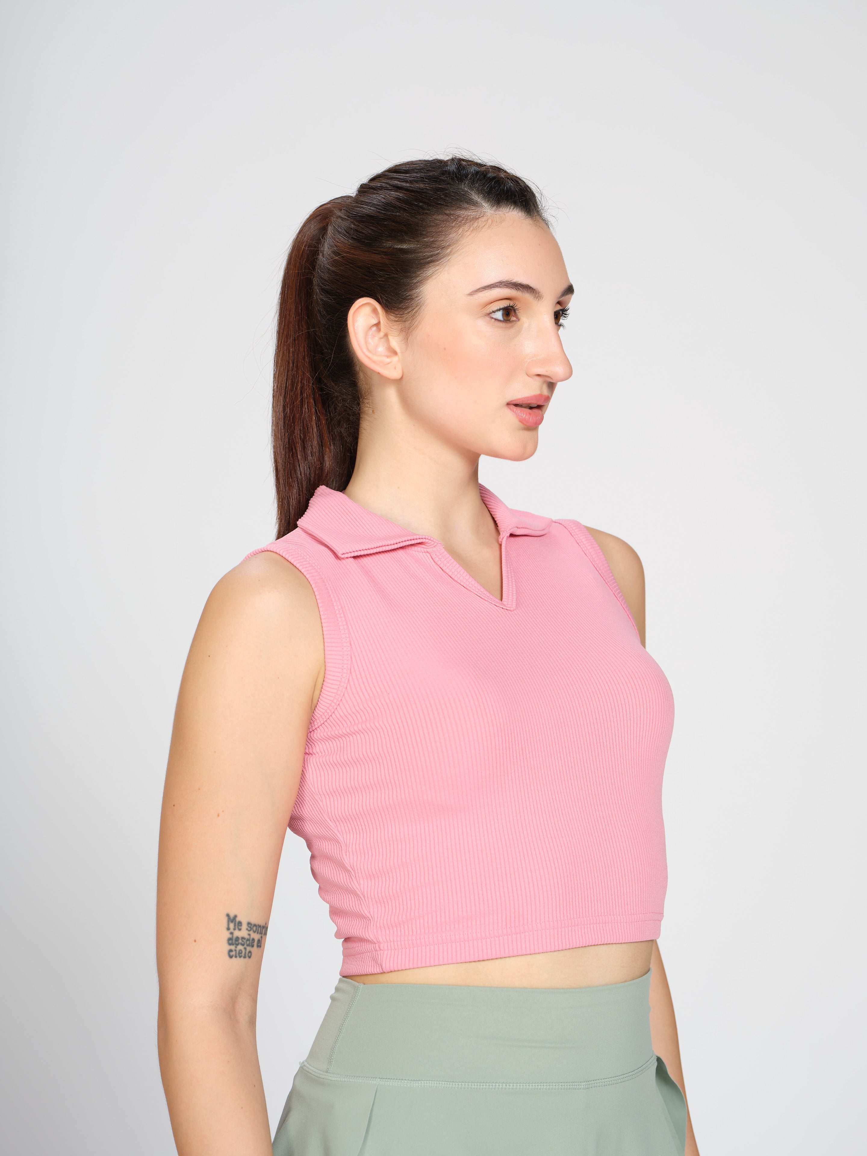 Munns & Mars Womens Casual Wear Ribbed Polo Tank Top